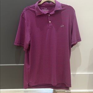 Men's Striped Polo Shirt - Pink and Navy by Vineyard Vines